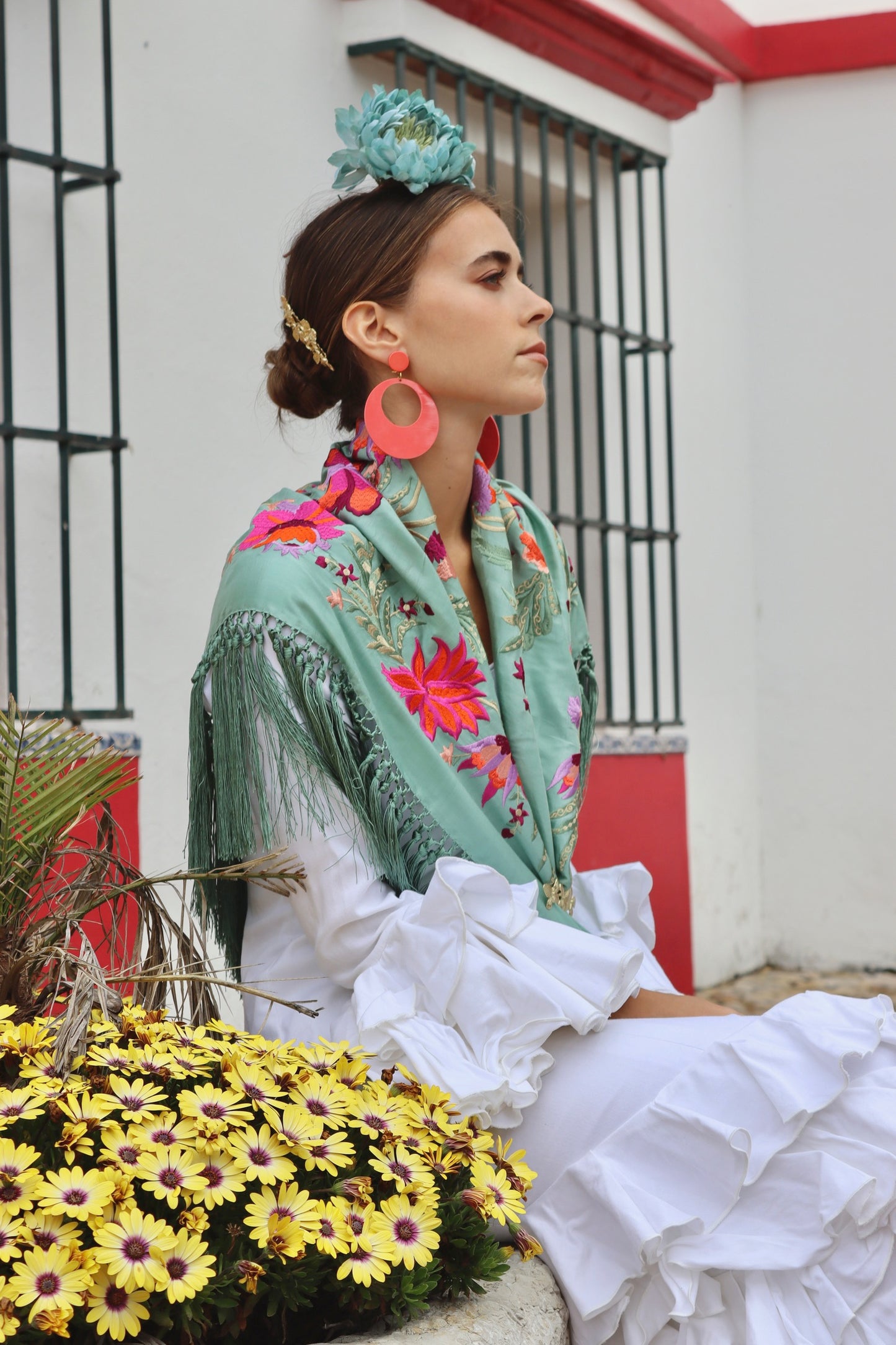 Mantón Flamenca Binibeca Verde Jabonoso