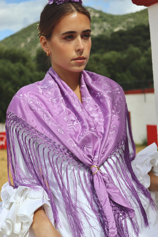 MANTÓN FLAMENCA BINIBECA LILA