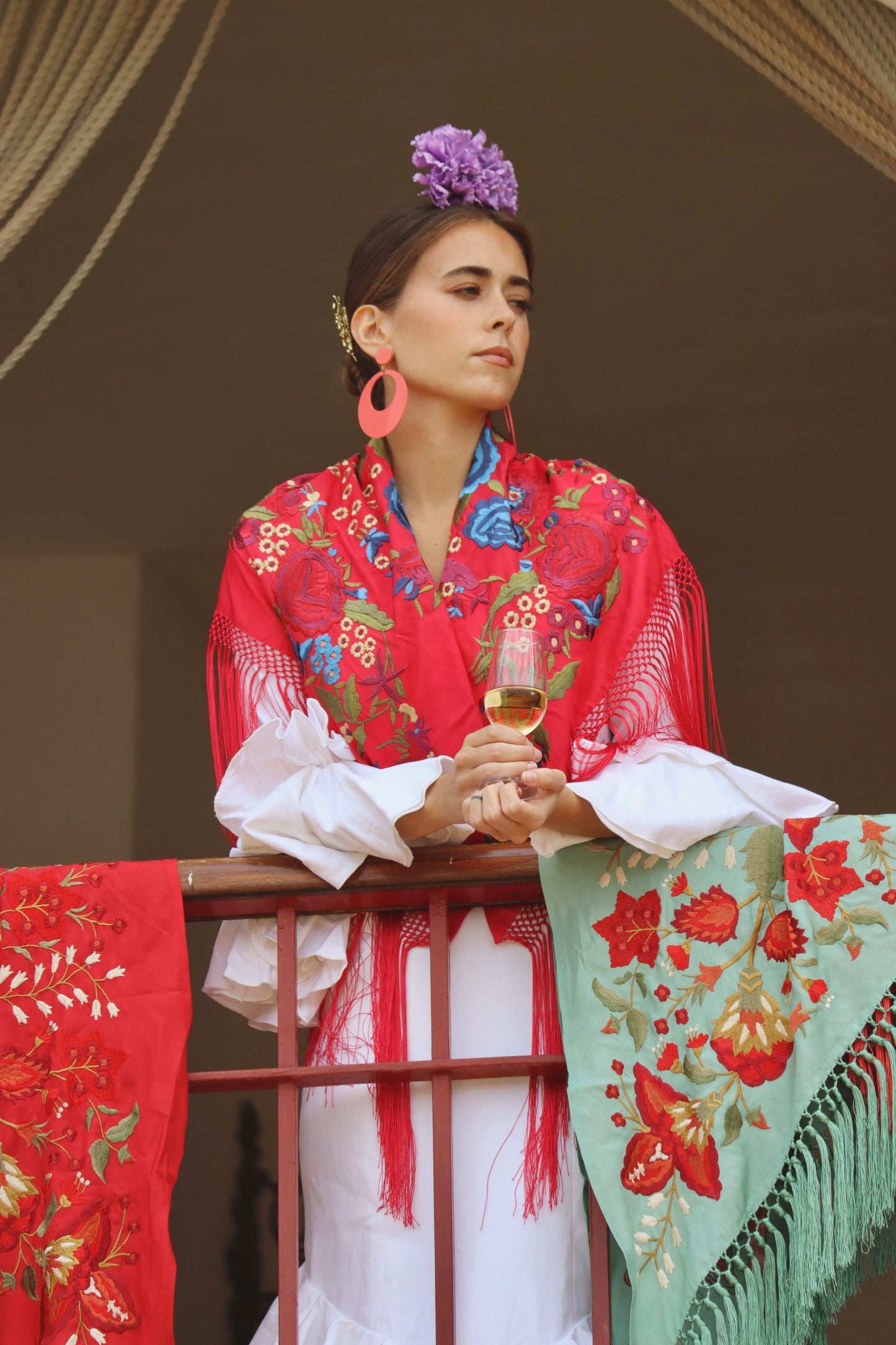 MANTÓN FLAMENCA BINIBECA ROJO