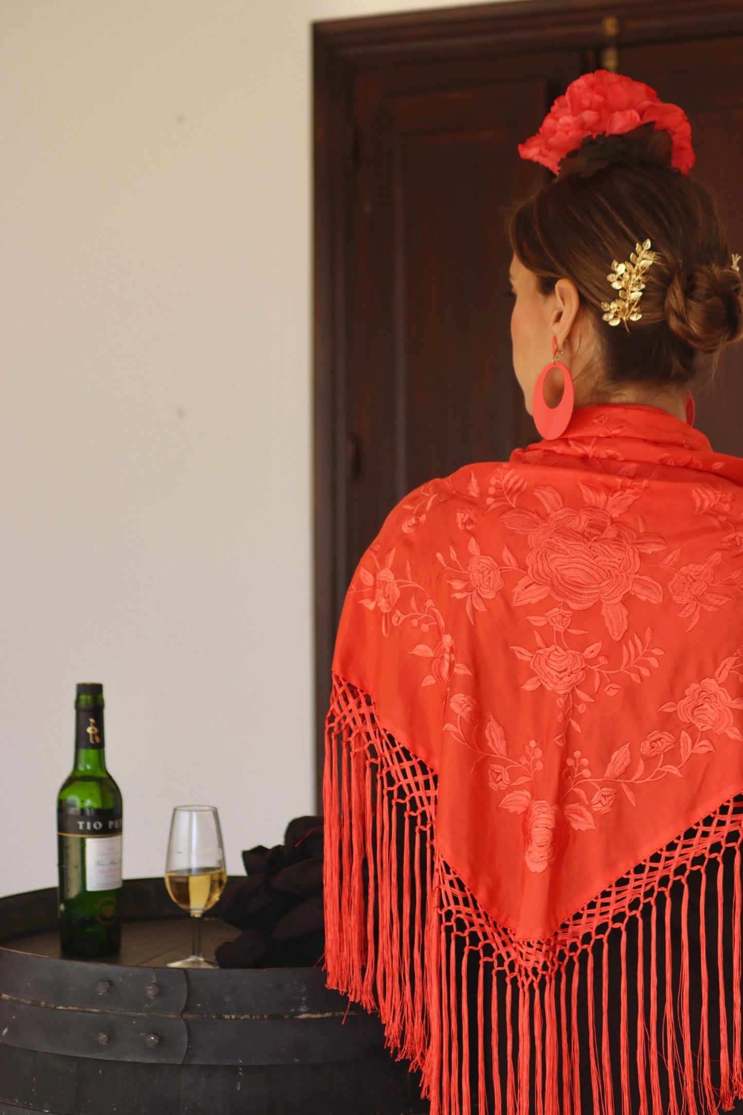 Mantón Flamenca Binibeca Salmón