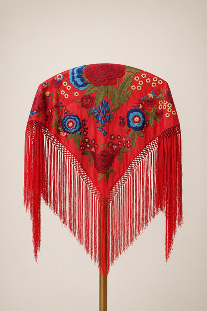 MANTÓN FLAMENCA BINIBECA ROJO