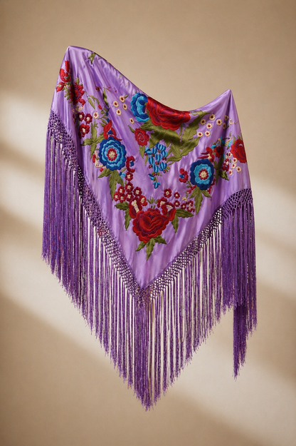 MANTÓN FLAMENCA BINIBECA LILA