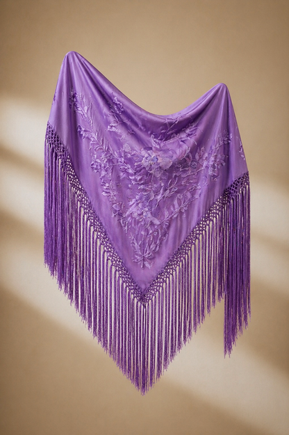 MANTÓN FLAMENCA BINIBECA LILA