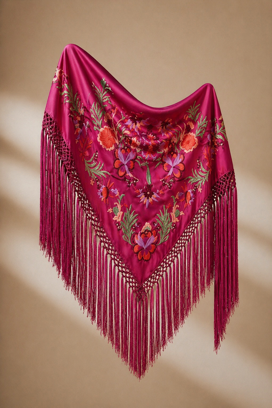 MANTÓN FLAMENCA BINIBECA ROSA