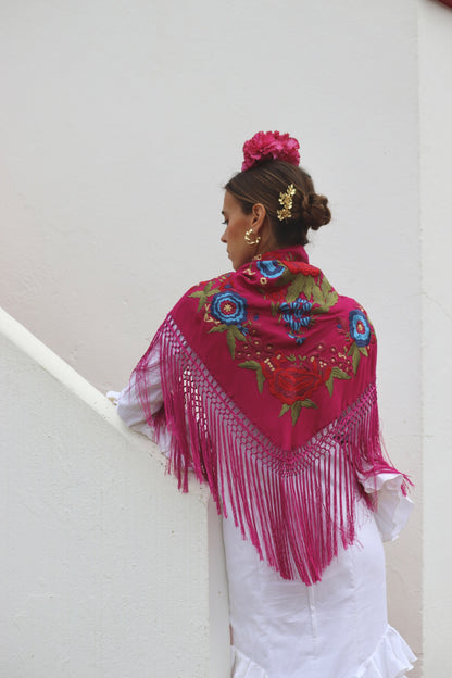 MANTÓN FLAMENCA BINIBECA ROSA