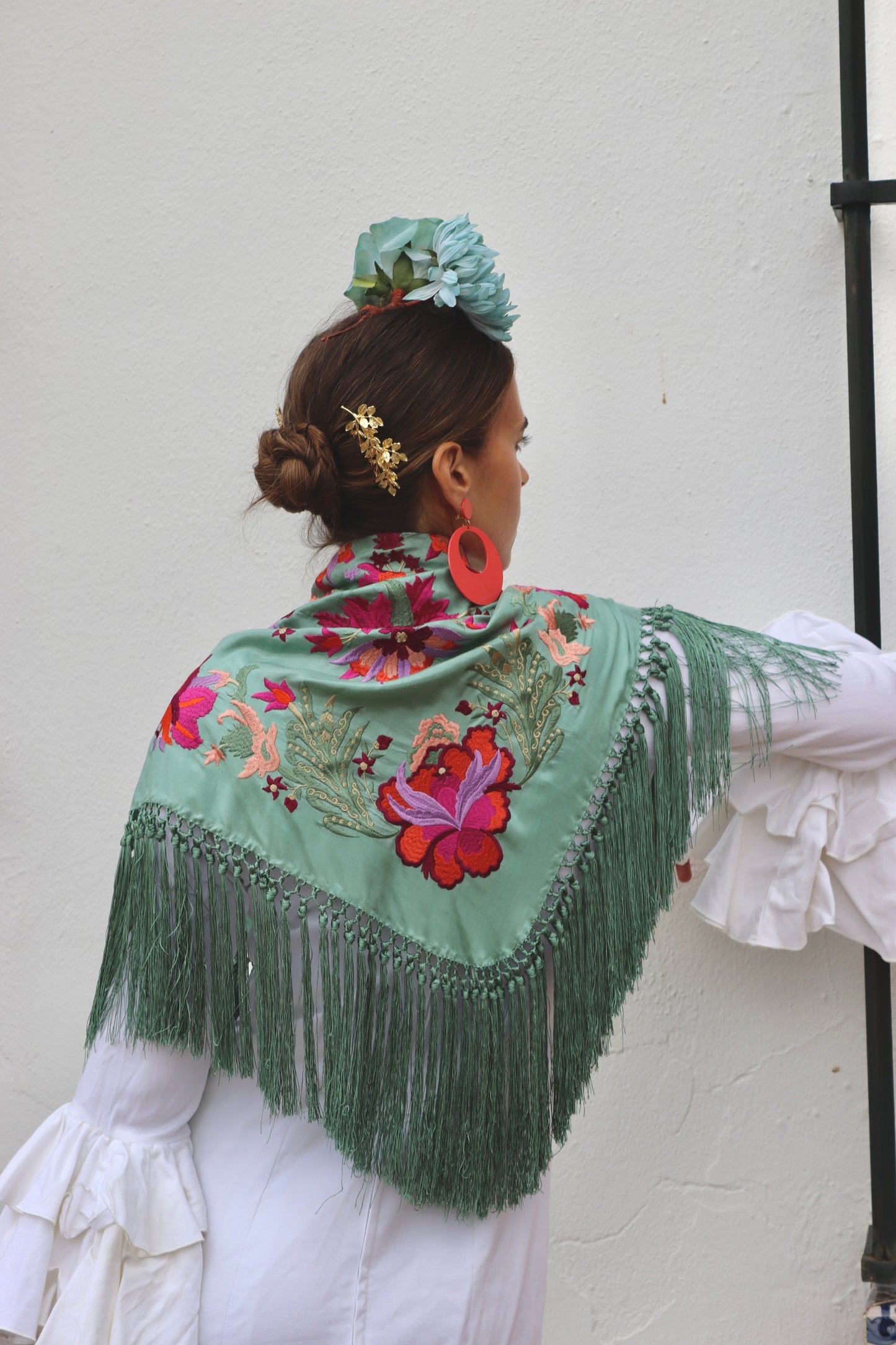 Mantón Flamenca Binibeca Verde Jabonoso