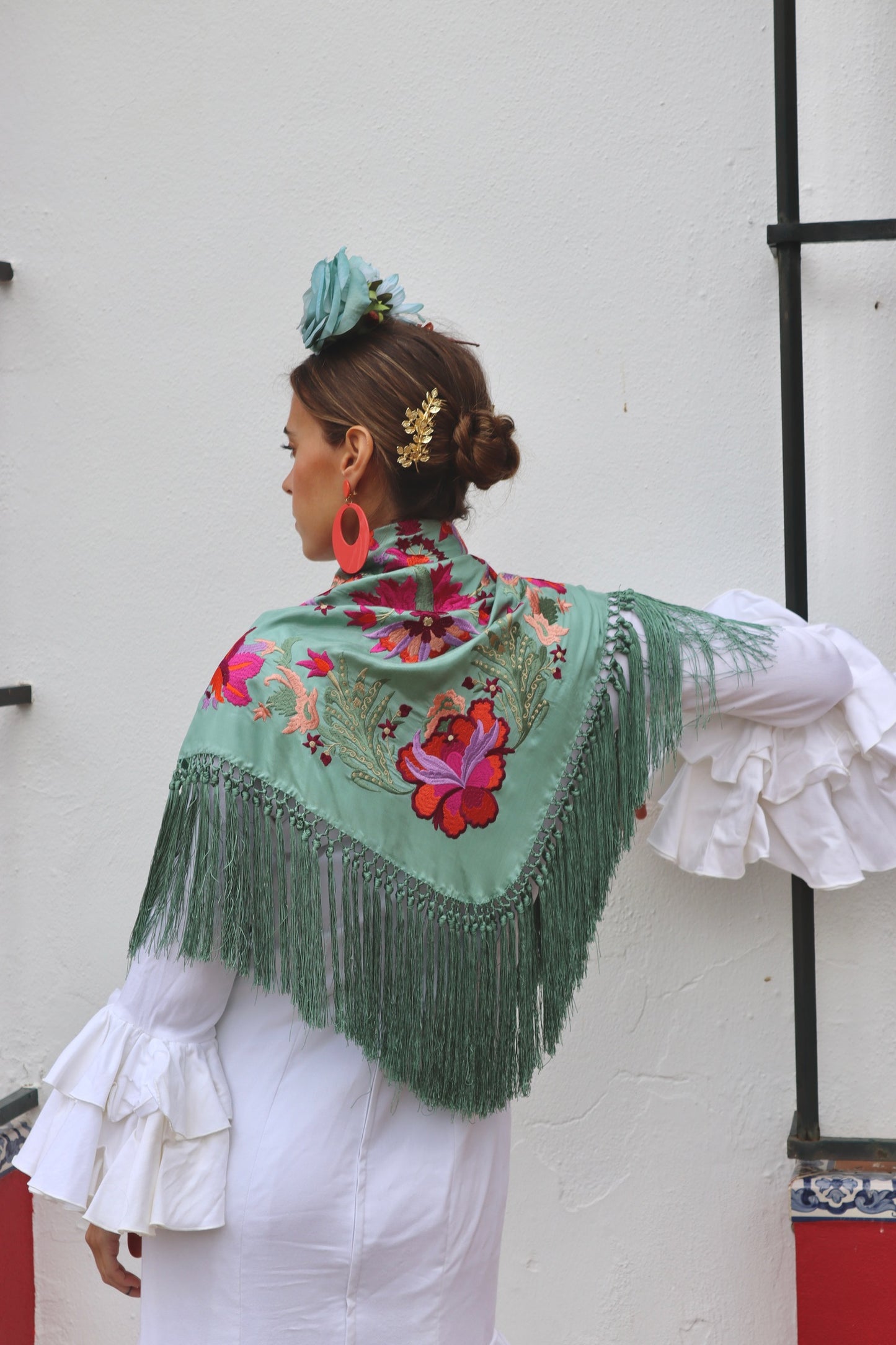 Mantón Flamenca Binibeca Verde Jabonoso