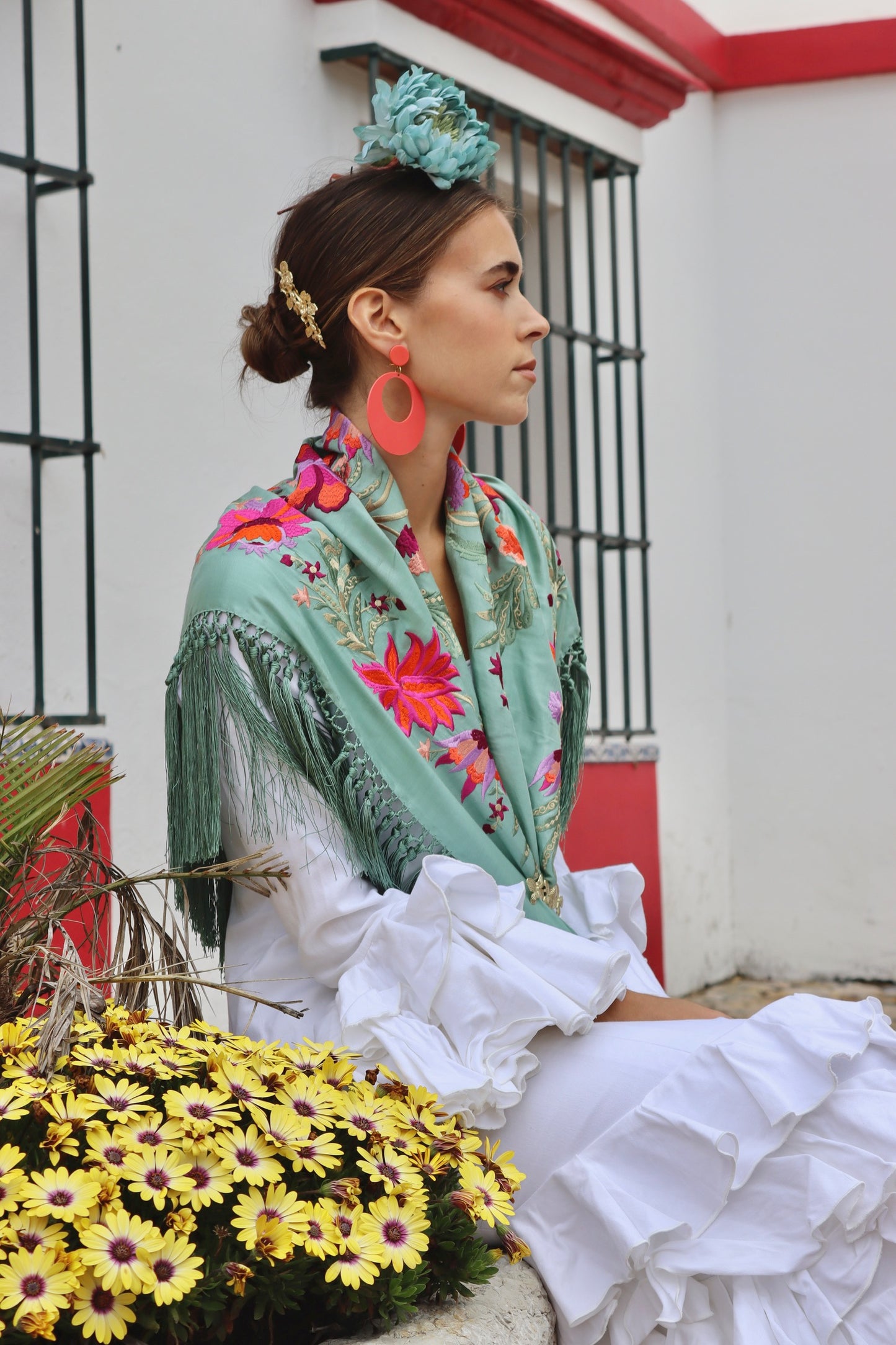 Mantón Flamenca Binibeca Verde Jabonoso