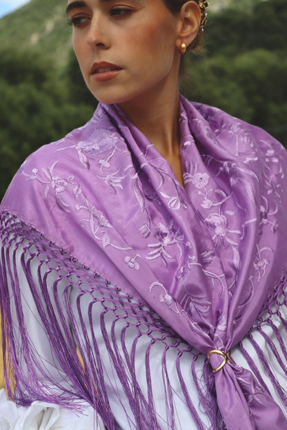 MANTÓN FLAMENCA BINIBECA LILA