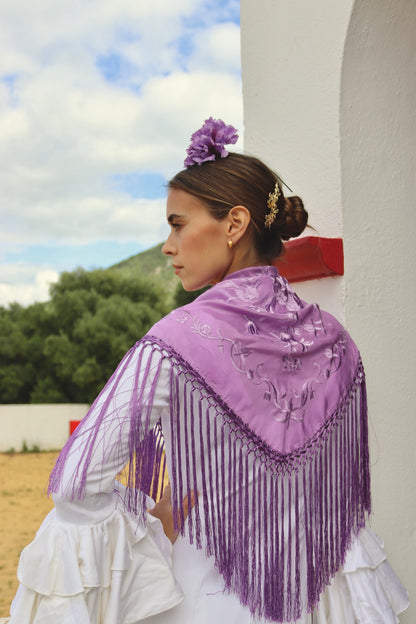 MANTÓN FLAMENCA BINIBECA LILA