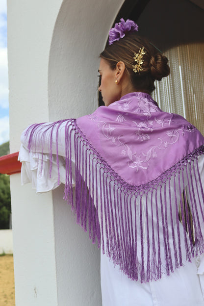 MANTÓN FLAMENCA BINIBECA LILA