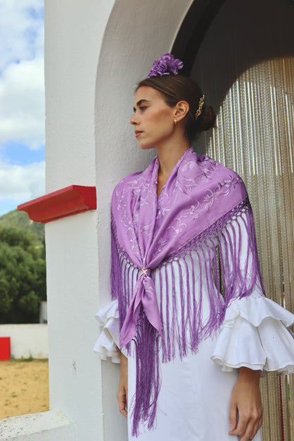 MANTÓN FLAMENCA BINIBECA LILA