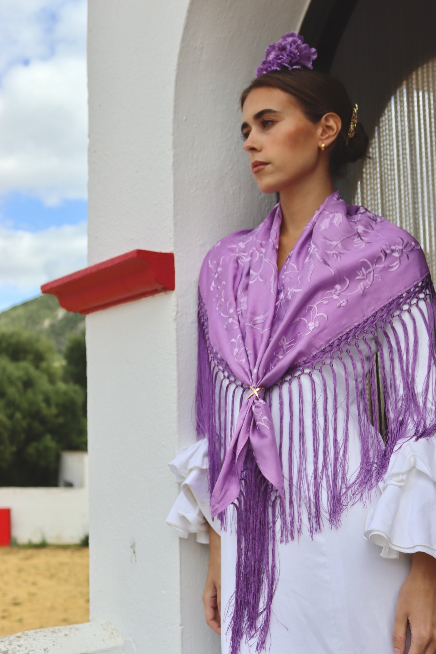 Mantón Flamenca Binibeca Lila