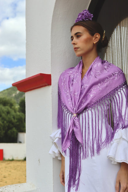 MANTÓN FLAMENCA BINIBECA LILA