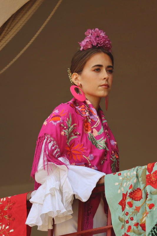 MANTÓN FLAMENCA BINIBECA ROSA