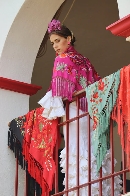MANTÓN FLAMENCA BINIBECA ROSA