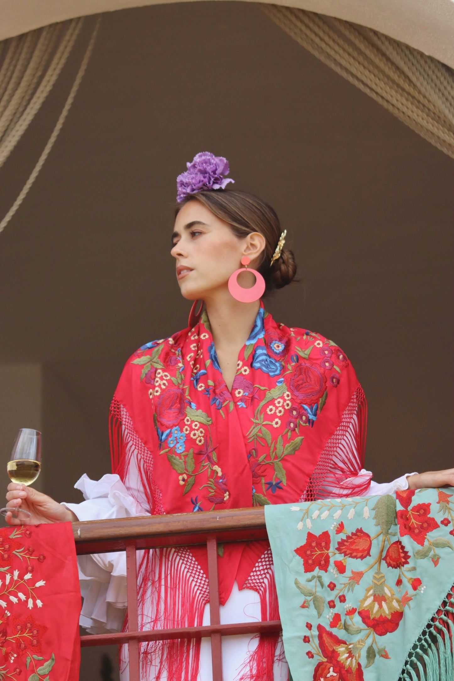 Mantón Flamenca Binibeca Rojo