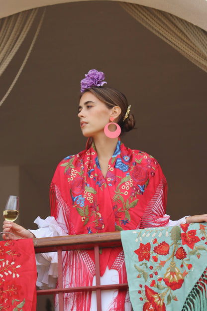 MANTÓN FLAMENCA BINIBECA ROJO