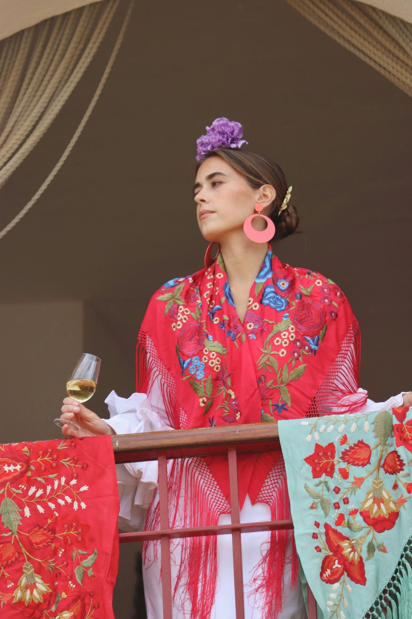 Mantón Flamenca Binibeca Rojo