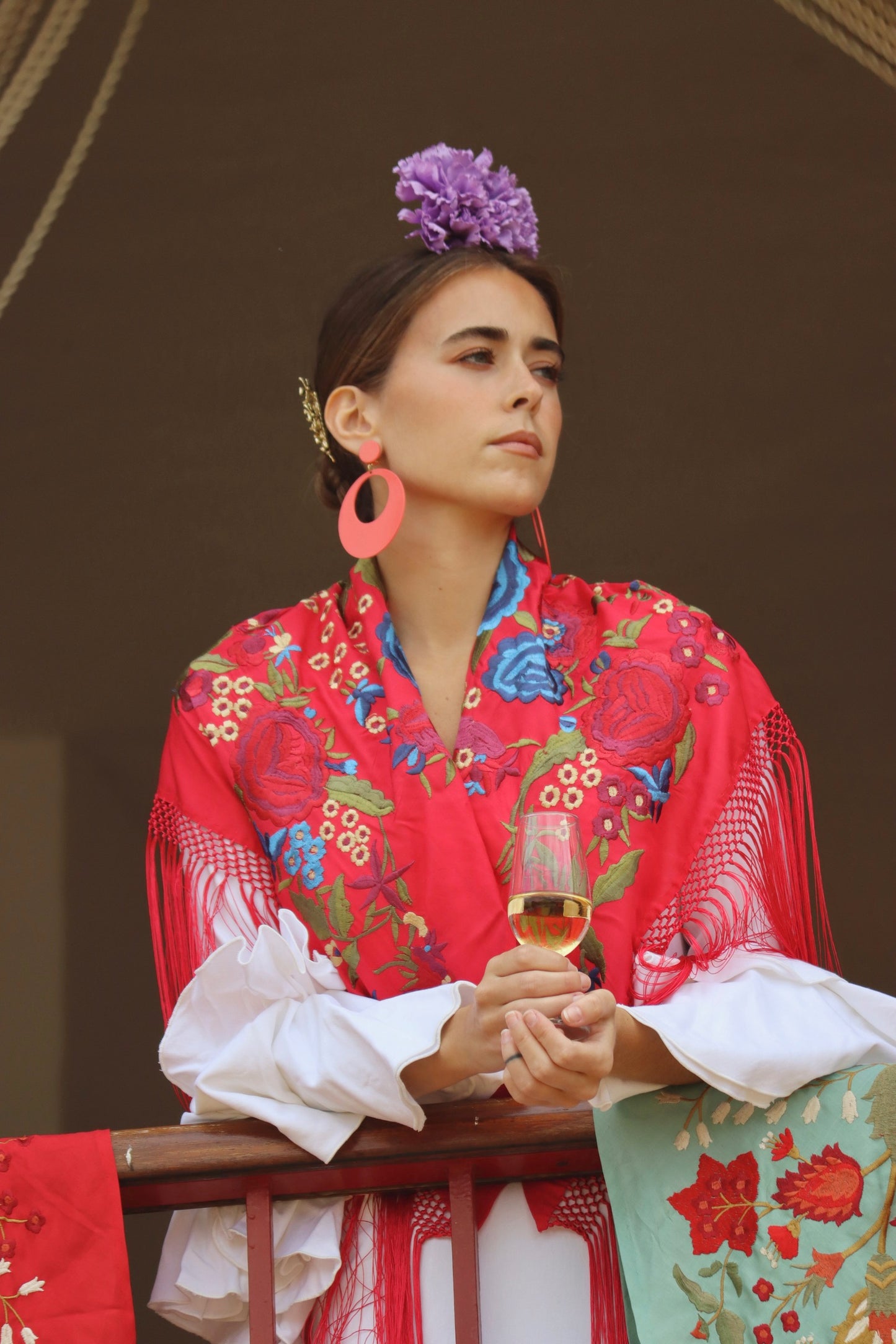 Mantón Flamenca Binibeca Rojo