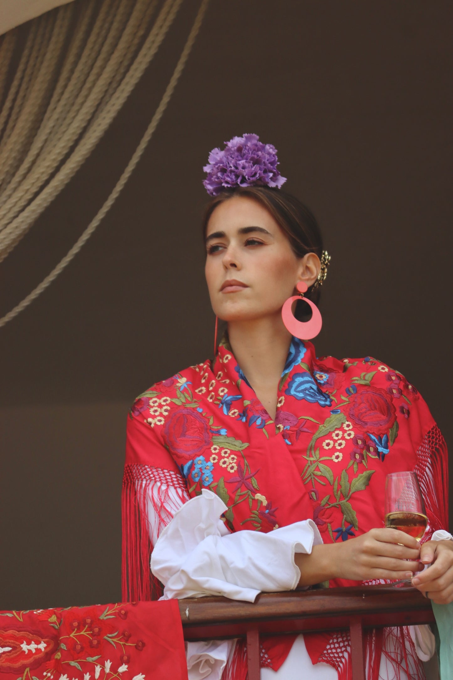 Mantón Flamenca Binibeca Rojo