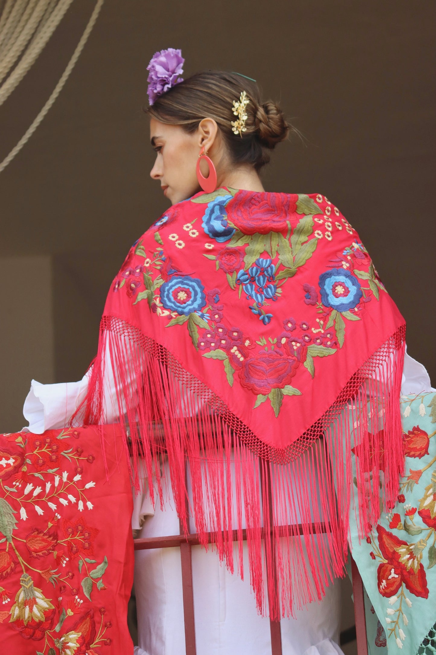 Mantón Flamenca Binibeca Rojo