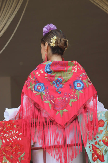 MANTÓN FLAMENCA BINIBECA ROJO