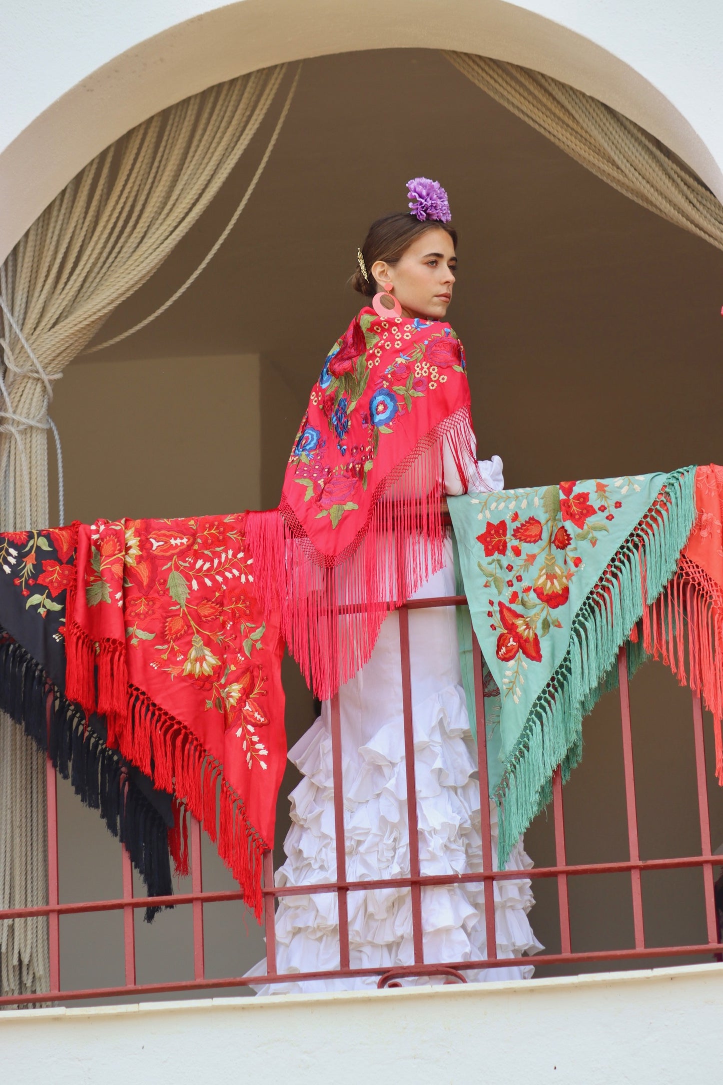 Mantón Flamenca Binibeca Rojo