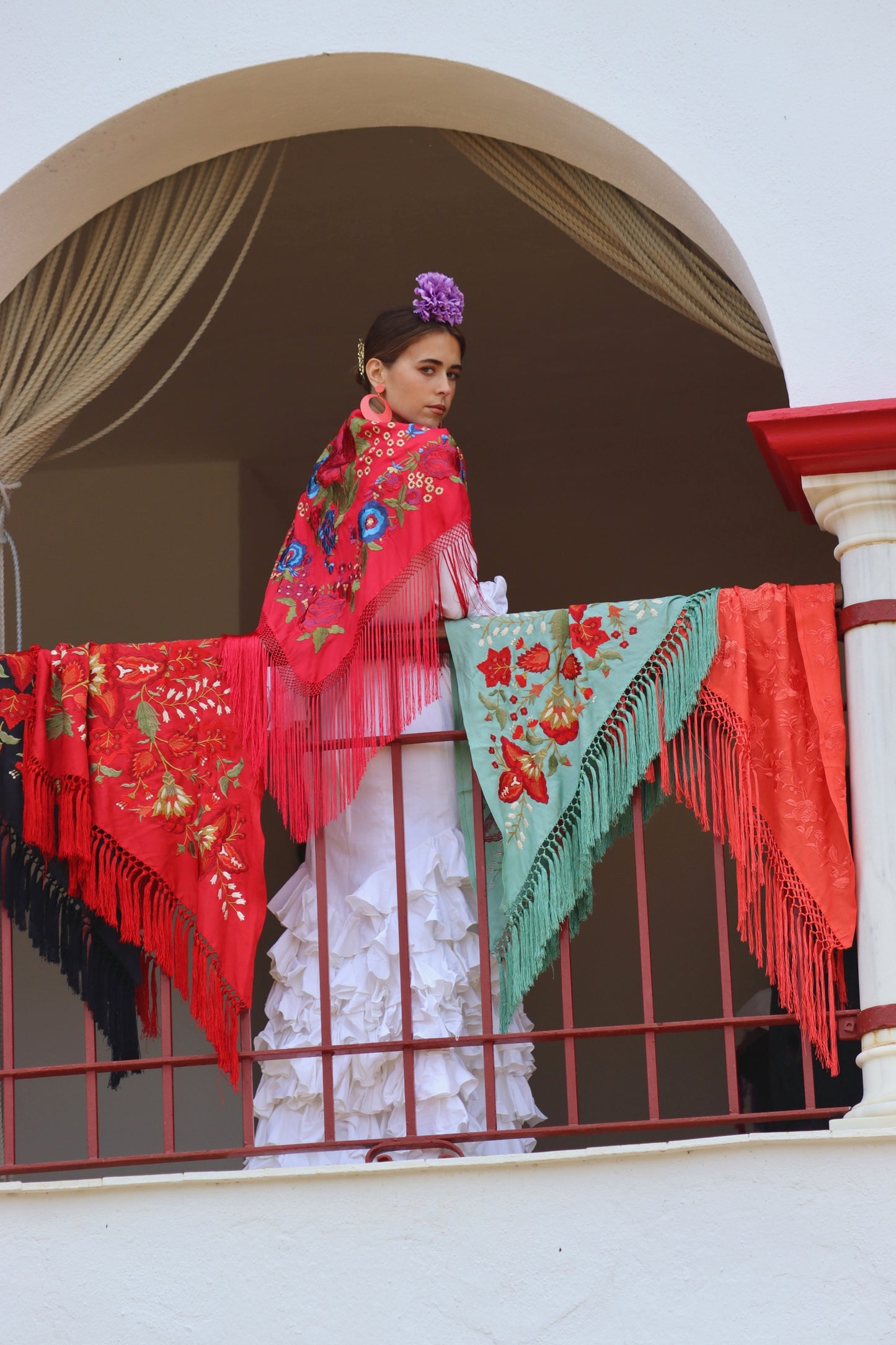 Mantón Flamenca Binibeca Rojo