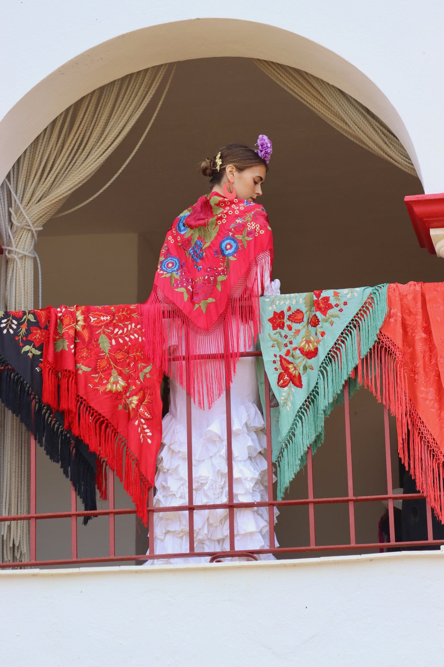 Mantón Flamenca Binibeca Rojo