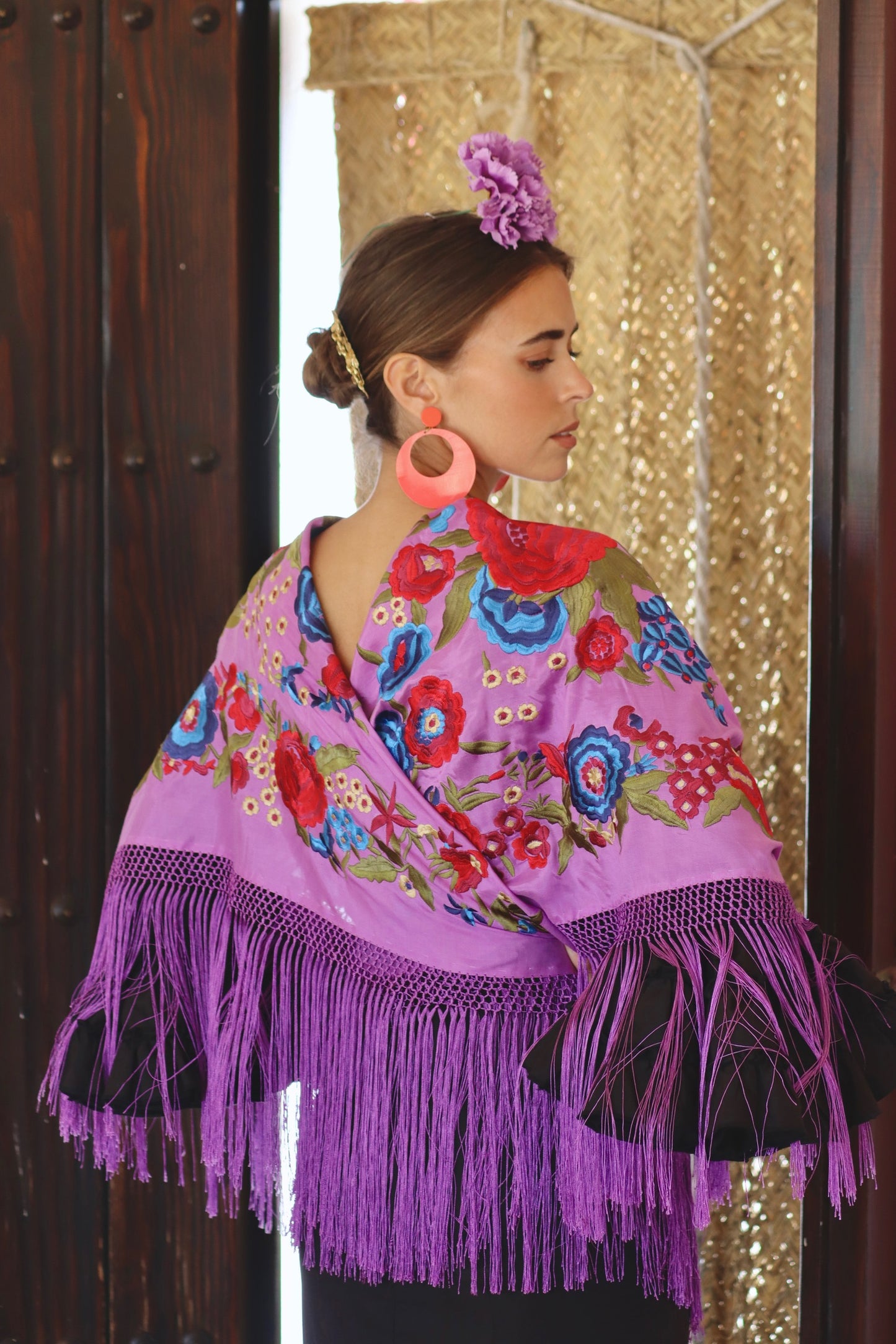 Mantón Flamenca Binibeca Lila