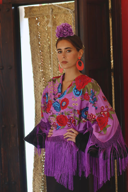 MANTÓN FLAMENCA BINIBECA LILA