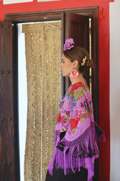 MANTÓN FLAMENCA BINIBECA LILA