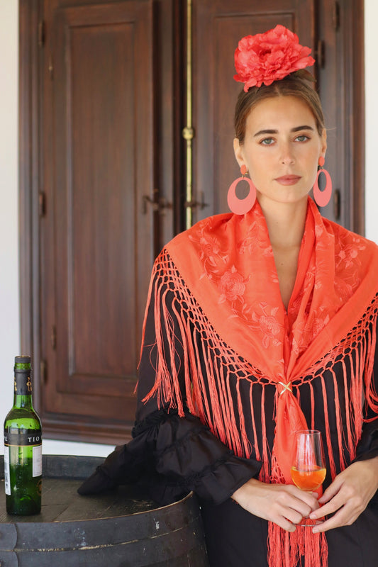 Mantón Flamenca Binibeca Salmón