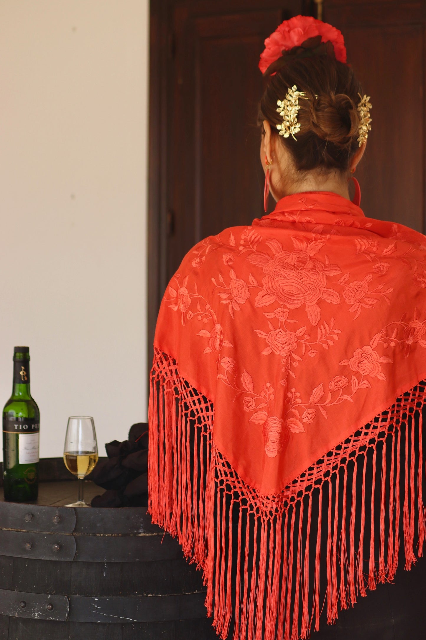 Mantón Flamenca Binibeca Salmón