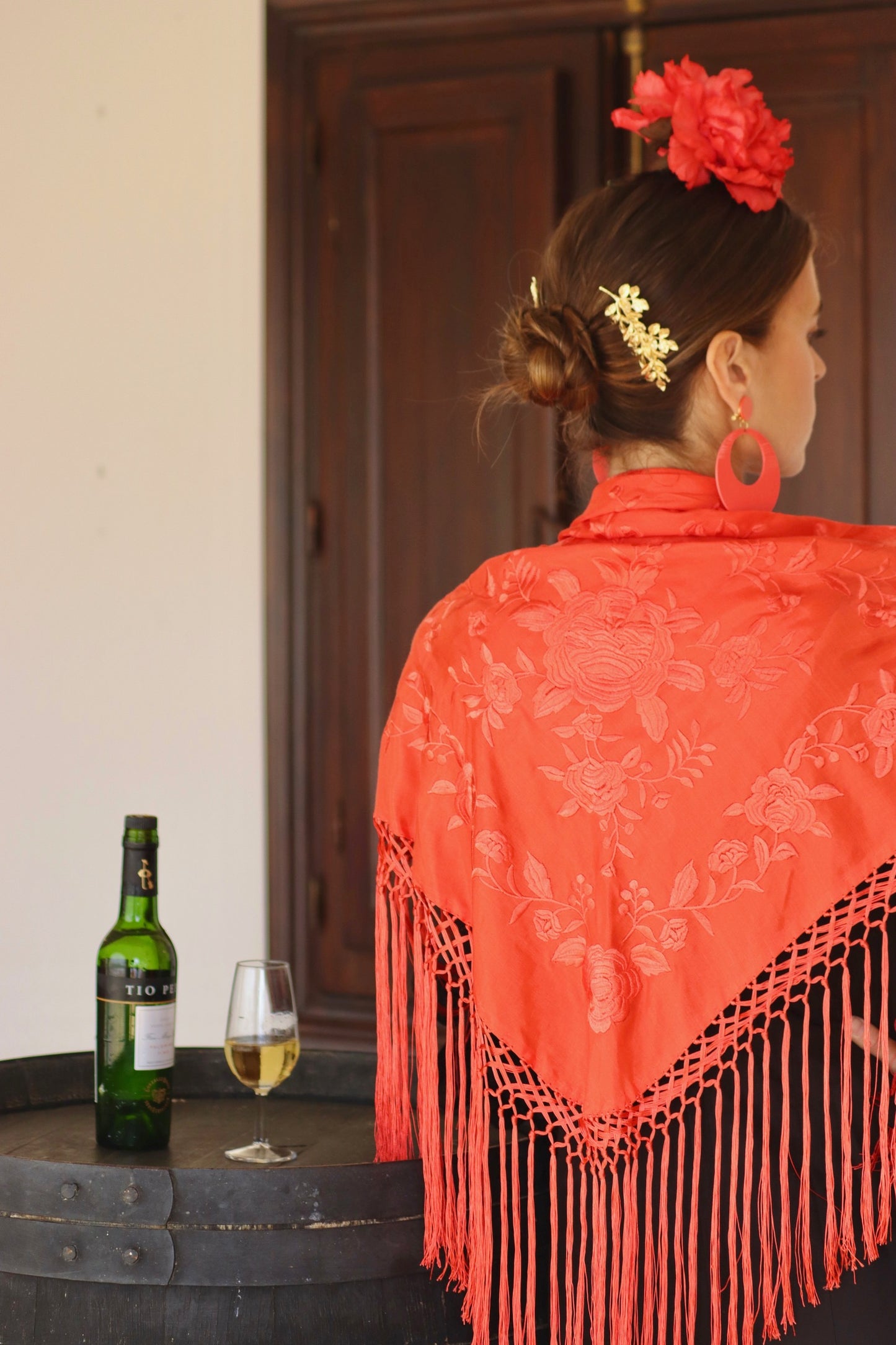 Mantón Flamenca Binibeca Salmón